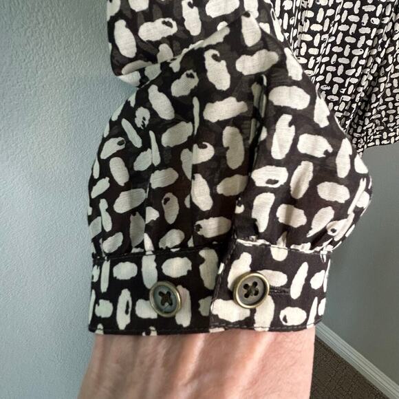 Banana Republic brown and cream pleated belted collared dress silk blend size 6 - Picture 7 of 13